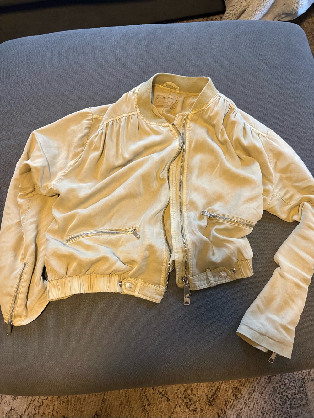 WE THE FREE Free People Light Cream Bomber Jacket